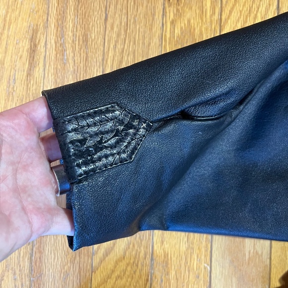 Vintage 90s Leather and Suede Floral Trimmed Jacket - Picture 11 of 11